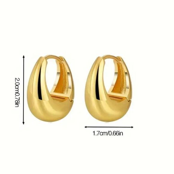 "Norma" 18k Gold Plate Minimalist Versatile Geometric Huggie Hoop Earrings - Picture 4 of 4